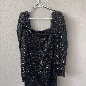 Francesca's Collections Black Sequin Long Sleeve Dress